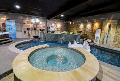 Lifesize product examples — like this fully functional indoor pool — give customers a better idea of the final product.