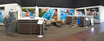 Seeing is believing — it's important to designate enough space to properly show swim spas and accessories on the sales floor.