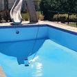 This before and after photo set shows a pool painted in suburban Chicago by All Seasons Pools and Spas. It depicts the extensive prep work required of a quality paint job, and the beautiful final result it ensures. Photo courtesy All Seasons