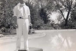 Benson Ford, son of Edsel Ford and grandson of Henry Ford, teeters above the estate’s swimming pool in 1934.