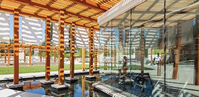 The pools at Presidential City provide aesthetic reflections just outside the community’s large fitness facility.