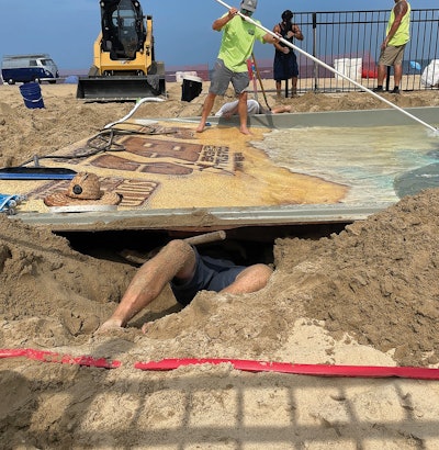 'The only real difference was that we packed a lot of sand under the shallow area, because it was only going to be in use for a few days. Normally, we would have back-filled that area with concrete.' —Scott Prunty, Solid Structures