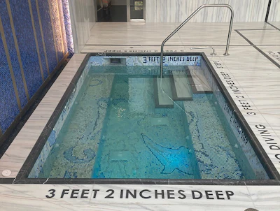 Most of Ronnie Gibbons’ commercial install projects, he says, are simple, no-frills spas. The above spa, featuring unique tile mosaic, is a lovely exception.