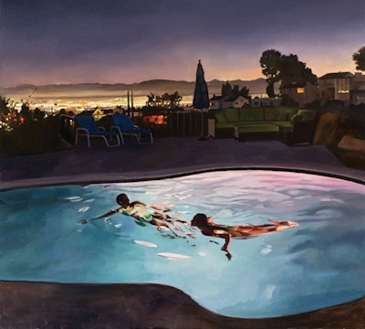 1 A 1122 Aq Waterfront Painting Evening Swim Lg