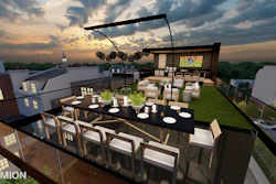 A rooftop view of the winning design concept, created by Rance Schindler of Complete Exterior Solutions.