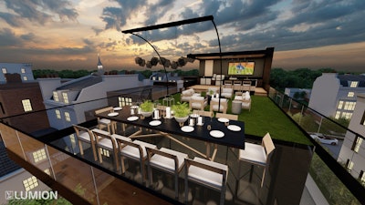 A rooftop view of the winning design concept, created by Rance Schindler of Complete Exterior Solutions.