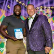 Photo (from L): Richard Roberts of Tampa’s Pool Troopers with FSPA President Don Ball. Roberts was recognized with the Tampa Bay Chapter Service Professional of the Year Award at the 2023 Welcome and Awards Reception.