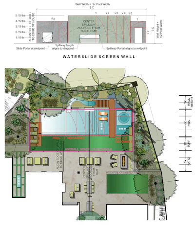 Plan drawing for the project using proportional modules for sizing elements of the design.