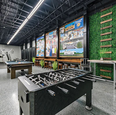 Employees can win gift cards or even extra vacation days by winning pool, foosball or darts.