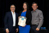 Franceen Gonzales with PHTA Chairman of the Board Joseph Laurino, Ph.D., and PHTA Immediate Past Chairman Charlie Claffey.