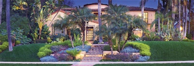 Spanish Colonial architecture comes with a truly iconic planting palette, on full display here in the front yard of this stunning home in Southern California.