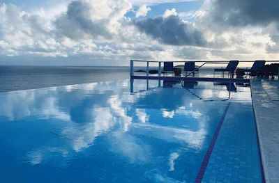 This vanishing-edge pool was completely rethought during a renovation, both mechanically and cosmetically. Designer: Skip Phillips; Builder: Mike Fuller, Poolworks