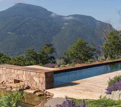 Biopools (by Platter Biopools) integrate natural stones and local plants to capture the essence of the surroundings.