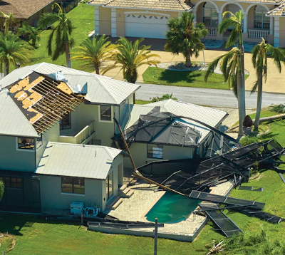 After the storm, the full sun reveals the extent of the damage in fine detail.