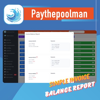 Paythepoolman Invoice Balance Report