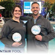 The 2023 Grand Finalists, Cristina Forcione and Wes Kane, are honored at the Pentair Pool Pro awards ceremony in Atlantic City.