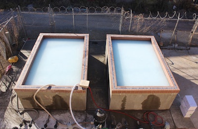 Demo Pools with complexed melamine cyanurate.