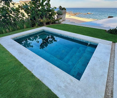 Vision Pools, based in Los Cabos, Mexico, designed and built this stately and inviting cold plunge along the coast, with warm views to complement frigid bathing.