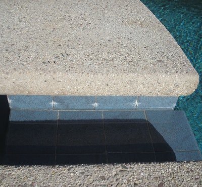 Residue starting above the water surface at the grout lines.
