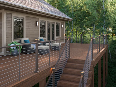 Dk Voyage Mesa Weathered Brown Alx Contemporary Cable Railing Brown House Color Matched Spacer