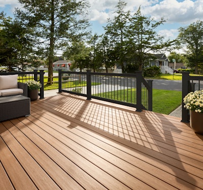 MoistureShield's Traverse Railing, in the color Satin Black.