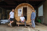 The team at LDB Sauna, from left to right: Ben Cameron, Spencer Luedtke (owner) and Julio Bustos.