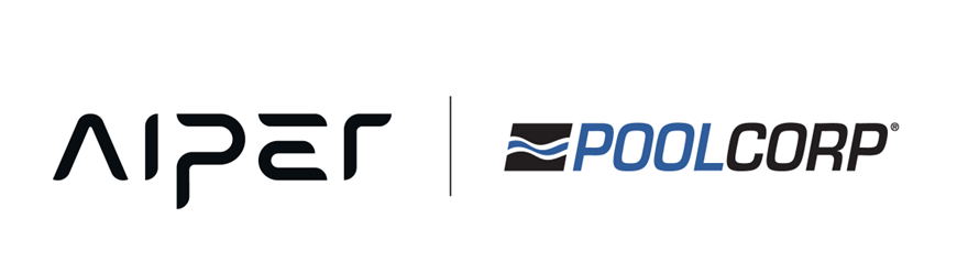 Aiper and PoolCorp corporate logos side by side in black and blue