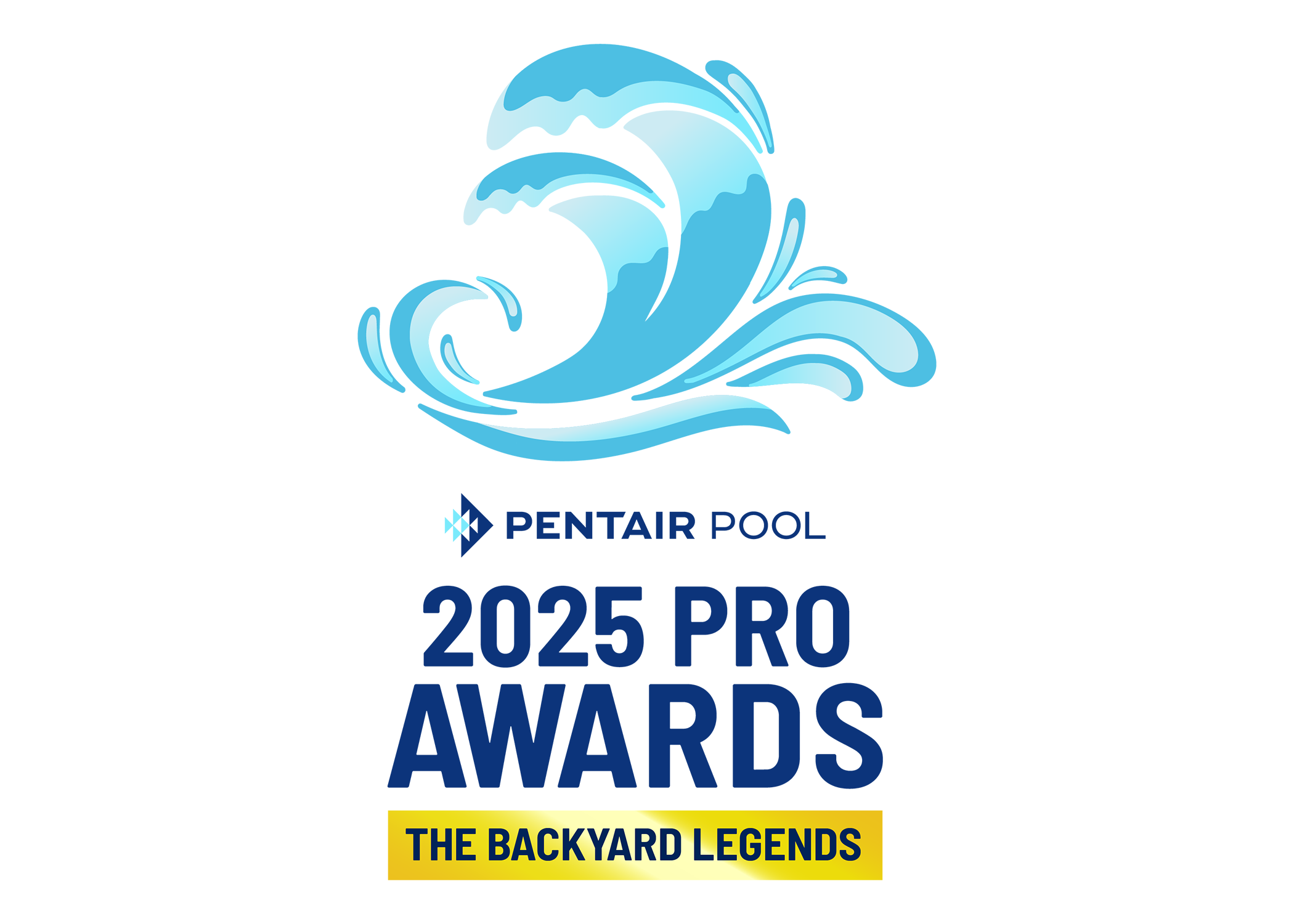 Pentair Pool 2025 Pro Awards logo with stylized blue water wave