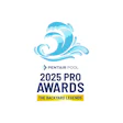 Pentair Pool 2025 Pro Awards logo with stylized blue water wave