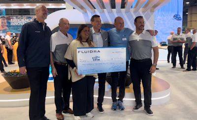 L-R: Brad Parker, Vice President of Marketing at Fluidra; Steve Gutai, Vice President and General Manager of Commercial at Fluidra North America; Sabeena Hickman, CAE, PHTA President & CEO; Jon Viner, President of Fluidra North America; Rowdy Gaines, PHTA Vice President of Partnerships & Development; Enrique Gomez, Vice President of Sales at Fluidra