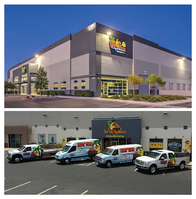 Hot Tub Liquidators’ Henderson, Nev., destination store houses inventory, refurbishment, service and sales under one roof, supported by a fleet of branded delivery and service vehicles.