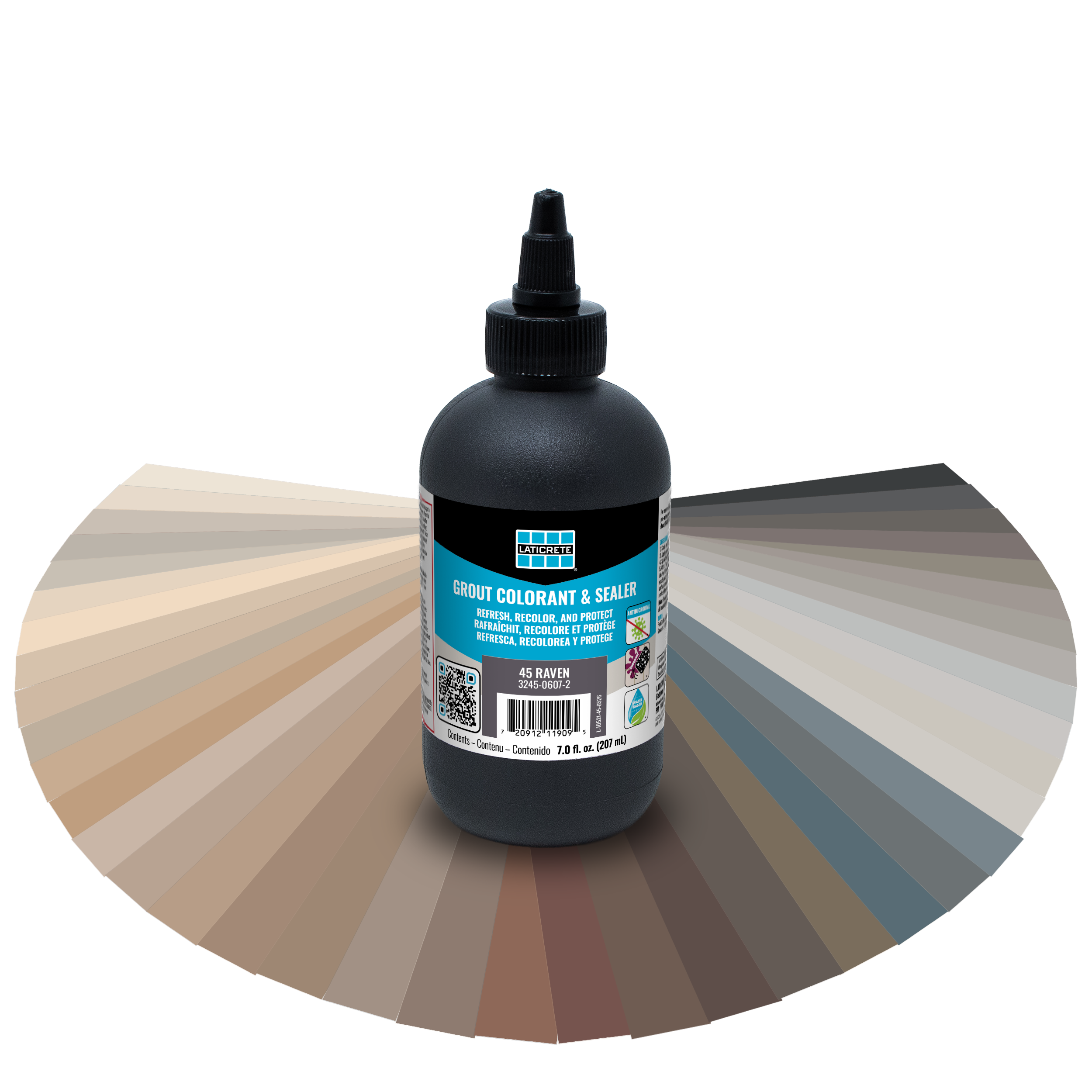 Grout Colorant Sealer 7oz Bottle Render 2500x2500px Raven With Swatches