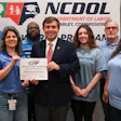 From left to right: Max Wascher, Jennifer Brown, Zedrick Bass, NCDOL Commissioner Farley, Cheyenne Brown, Michael Stephens, Tiffany Bryant