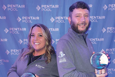 2024 Pentair Pool Pro Award Winners: Amber Gardner of Collins Pool Management and Keith Smith of Heritage Pools