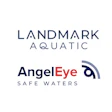 Landmark Aquatic and Angel Eye Safe Waters logos in navy blue and red