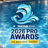 Pentair Pool 2026 Pro Awards event poster featuring wave logo over swimming pool background