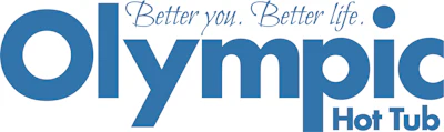 Olympic Hot Tub logo with tagline 'Better you. Better life.' in blue and white