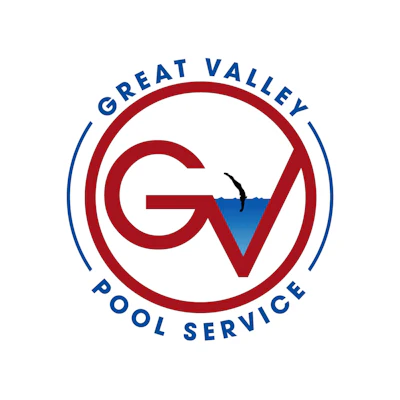 Great Valley Pool Service logo featuring a maroon and blue circular design with stylized G and pool skimmer icon