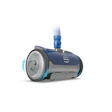Polaris robotic pool cleaner with blue and gray design and suction hose attachment