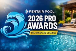 Pentair Pool 2026 Pro Awards - The Backyard Legends promotional poster featuring a luxury swimming pool setting