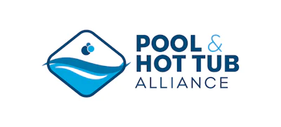 Pool & Hot Tub Alliance logo featuring a blue water droplet symbol with wave design and text wordmark