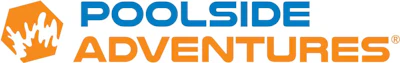 Poolside Adventures logo with orange crown symbol and blue text wordmark