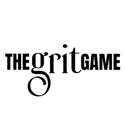 The Grit Game logo with stylized black typography and decorative letter g