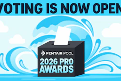 Pentair Pool 2026 Pro Awards voting announcement with ballot box and water splash graphics